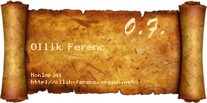 Ollik Ferenc névjegykártya